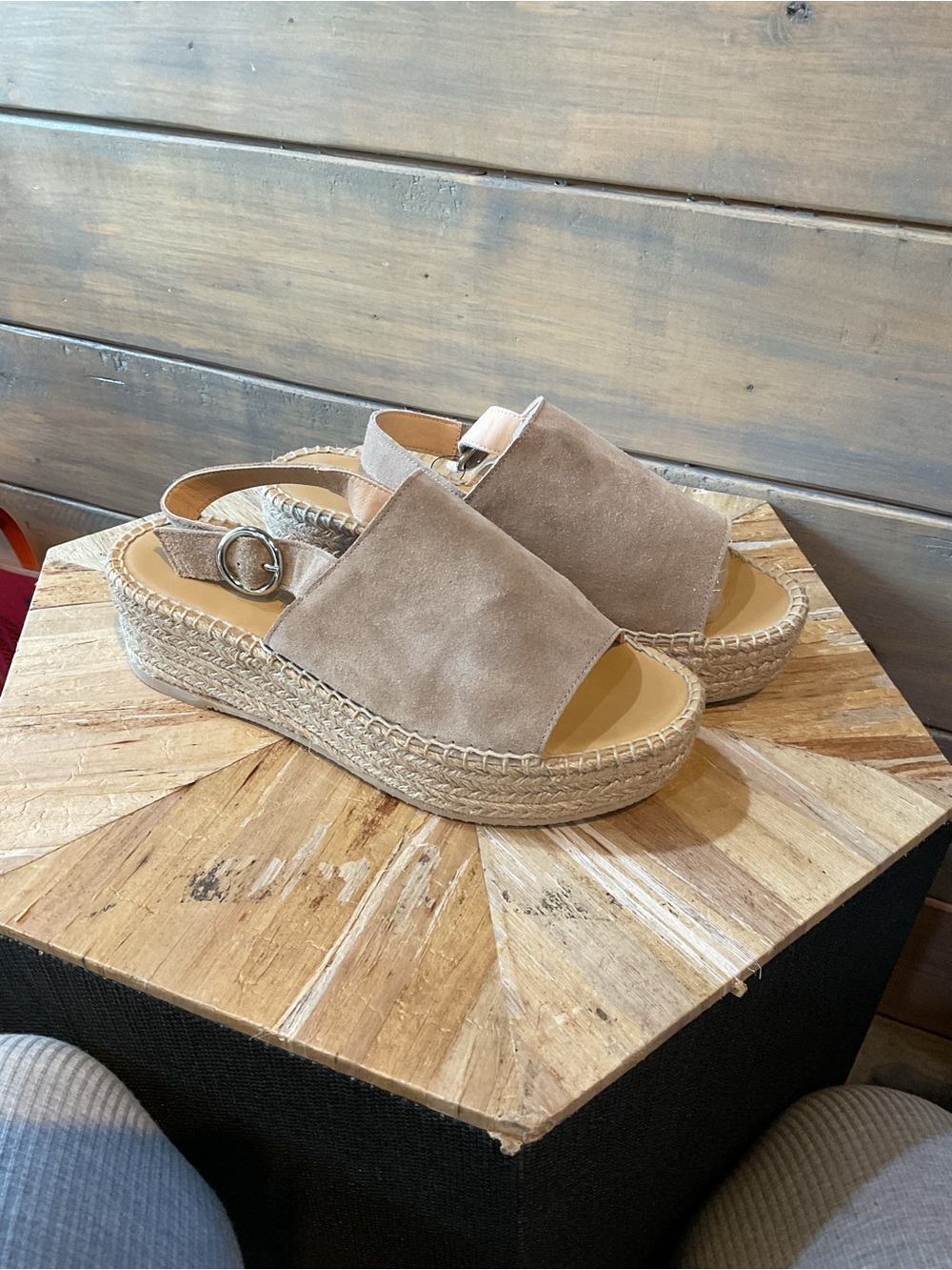 Women's Suede Slingback Espadrille Sandals in Taupe